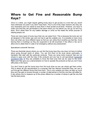 Where to Get Fine and Reasonable Bump Keys