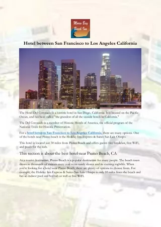 Hotel between San Francisco to Los Angeles California