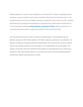 Methylcobalamin Combination Tablets _ Saingroup