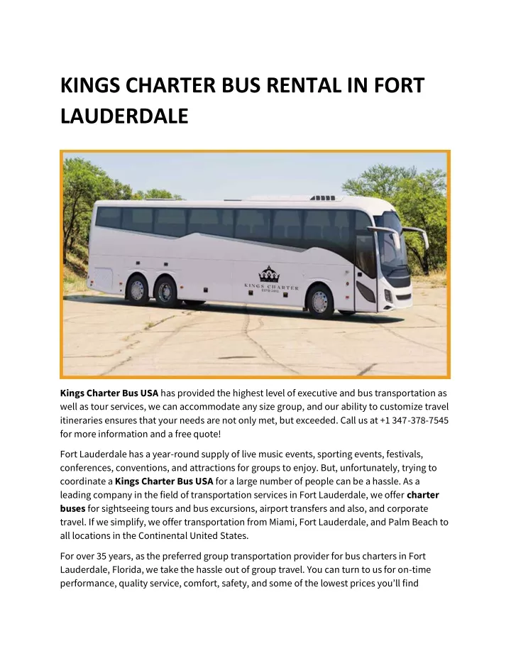 kings charter bus rental in fort lauderdale