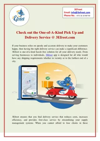 Check out the One-of-A-Kind Pick Up and Delivery Service @ 3Efreet.com