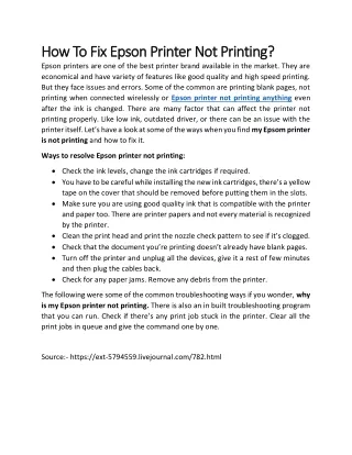 How To Fix Epson Printer Not Printing