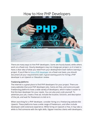 How to Hire PHP Developers