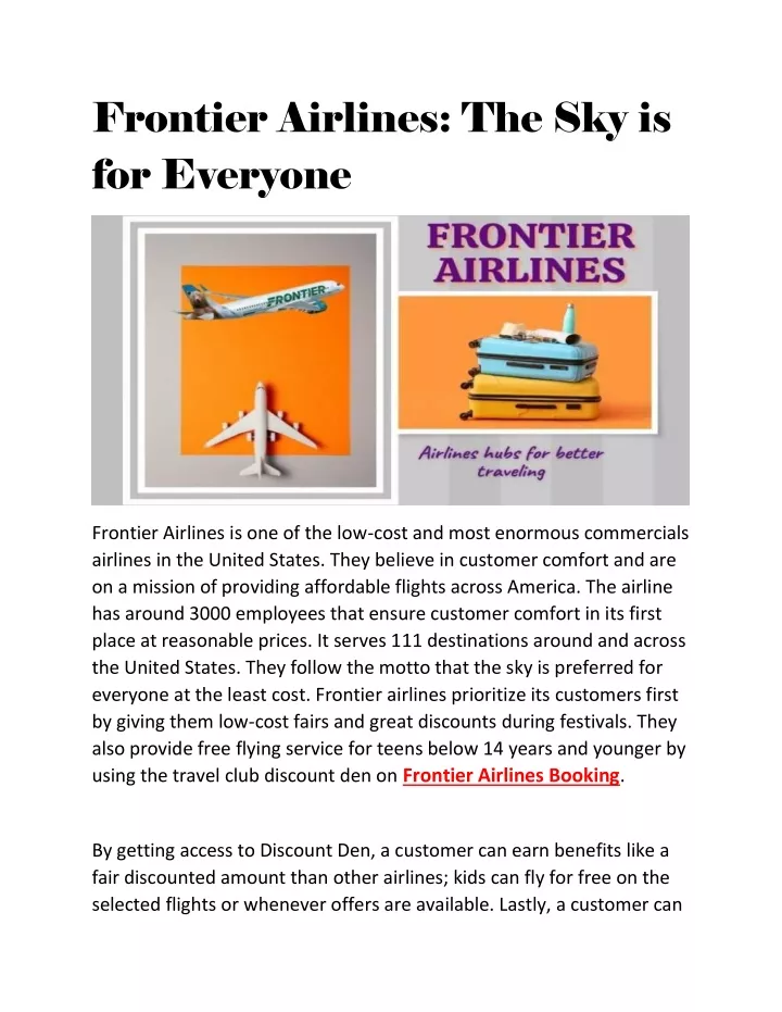 frontier airlines the sky is for everyone