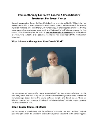 Immunotherapy For Breast Cancer_ A Revolutionary Treatment For Breast Cancer
