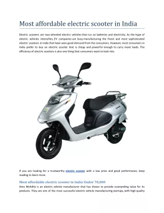 Most affordable electric scooter in India