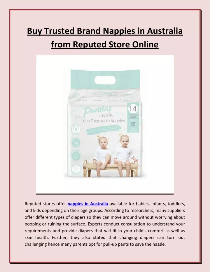 buy trusted brand nappies in australia from