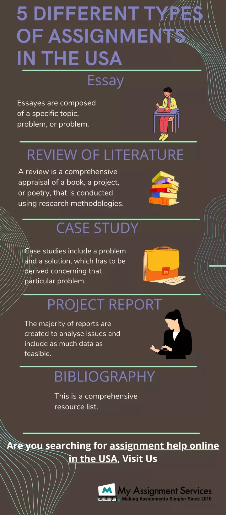 5 different types of assignments in the usa essay