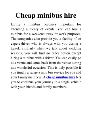 Cheap minibus hire.