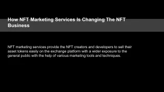 How NFT Marketing Services Is Changing The NFT                    Business