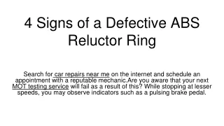 4 signs of a defective abs reluctor ring
