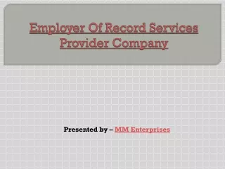 Employer of record service providers company