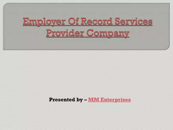 employer of record services provider company