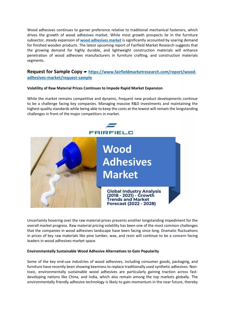 wood adhesives continues to garner preference