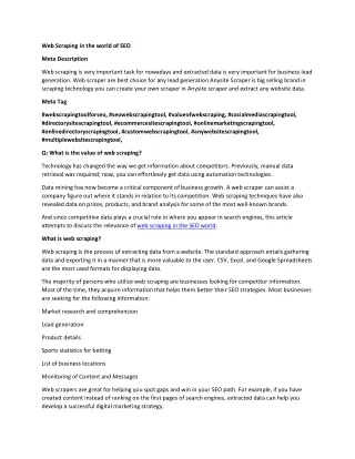 web scraping in the world of seo