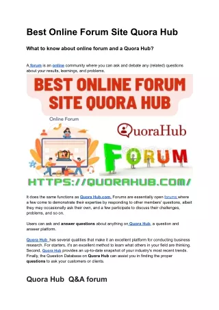 best online forum site quora hub