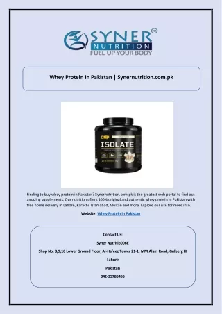 whey protein in pakistan synernutrition com pk