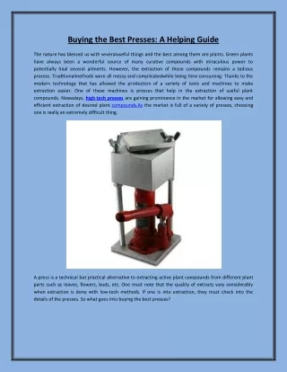 buying the best presses a helping guide