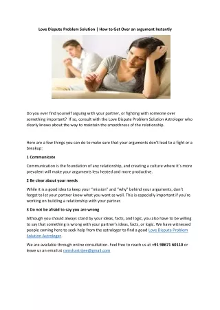 love dispute problem solution how to get over