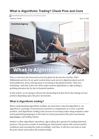 What is Algorithmic Trading Check Pros and Cons