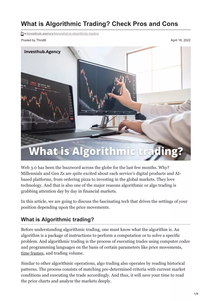what is algorithmic trading check pros and cons