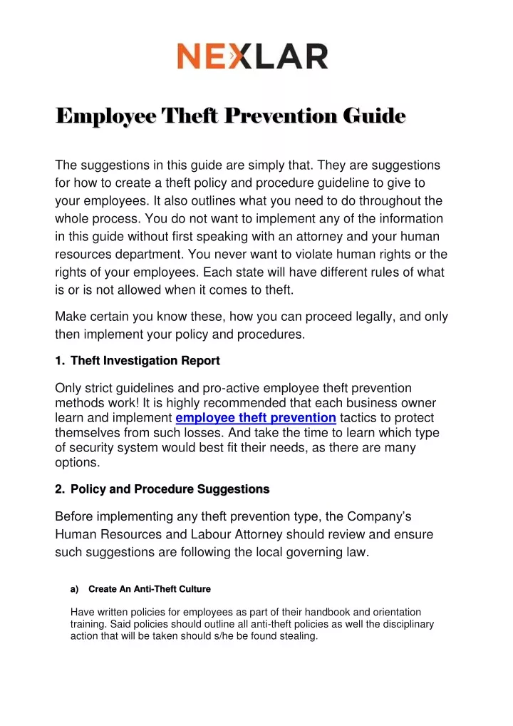 employee theft prevention guide