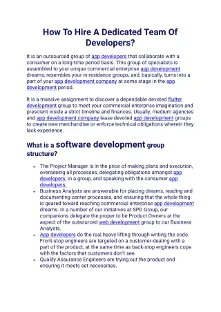 how to hire a dedicated team of developers