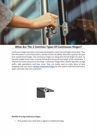 what are the 2 common types of continuous hinges