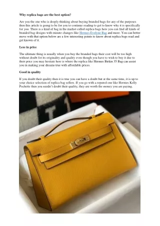 why replica bags are the best option