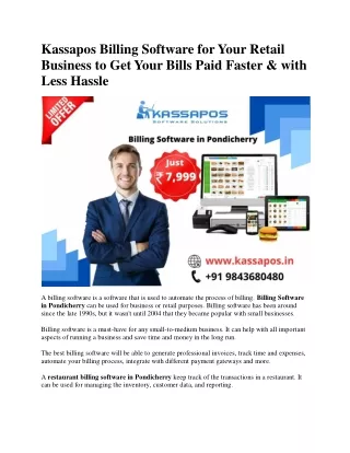 Kassapos Billing Software for Your Retail Business to Get Your Bills Paid Faster