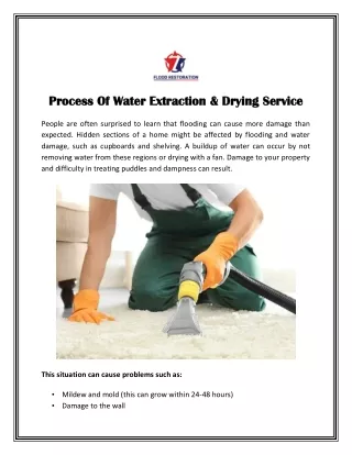 Process Of Water Extraction & Drying Service