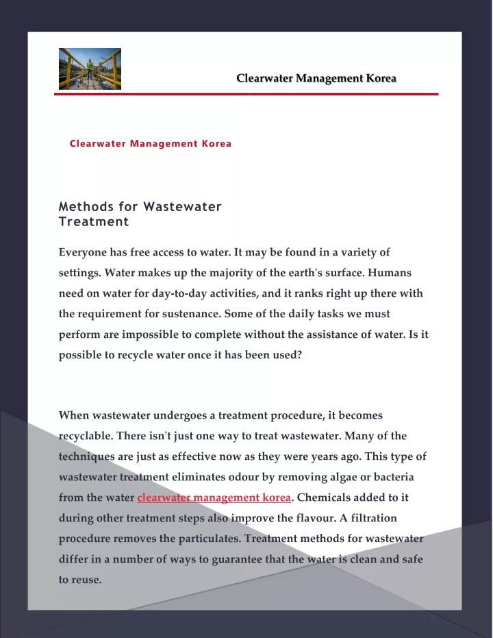 clearwater management korea