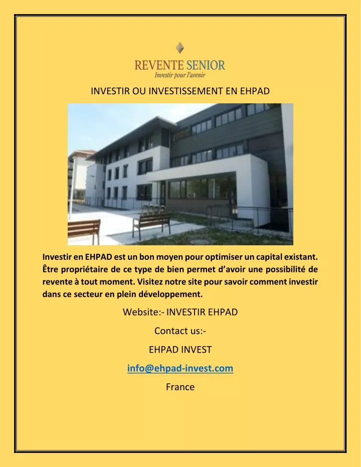 investir ou investissement en ehpad