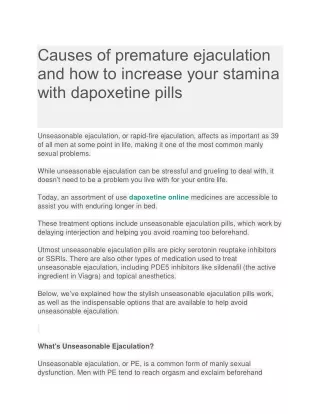 causes of premature ejaculation