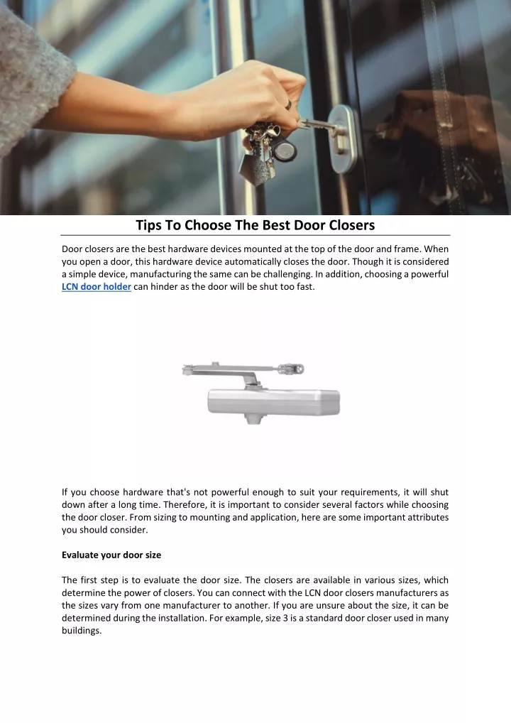 tips to choose the best door closers