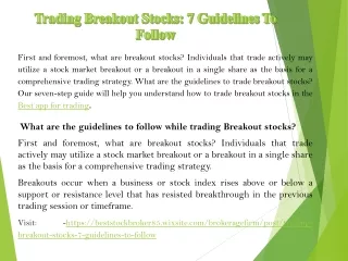 first and foremost what are breakout stocks