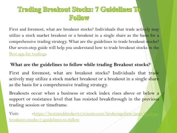 first and foremost what are breakout stocks