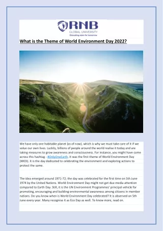 What is the Theme of World Environment Day 2022?