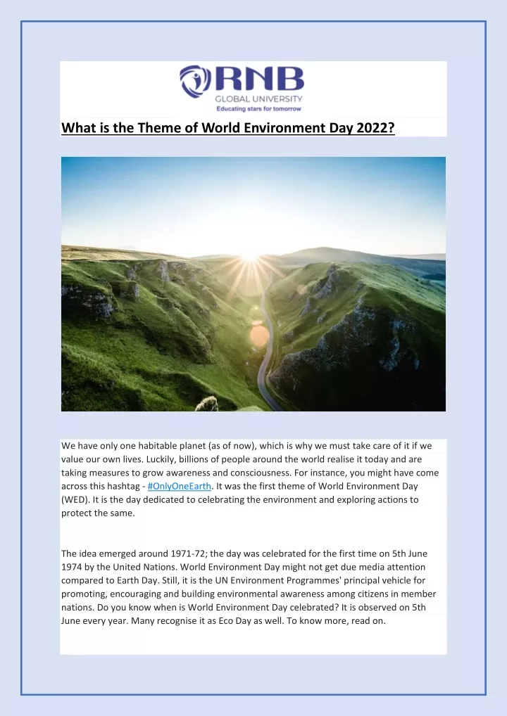 what is the theme of world environment day 2022