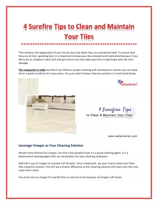 4 surefire tips to clean and maintain your tiles