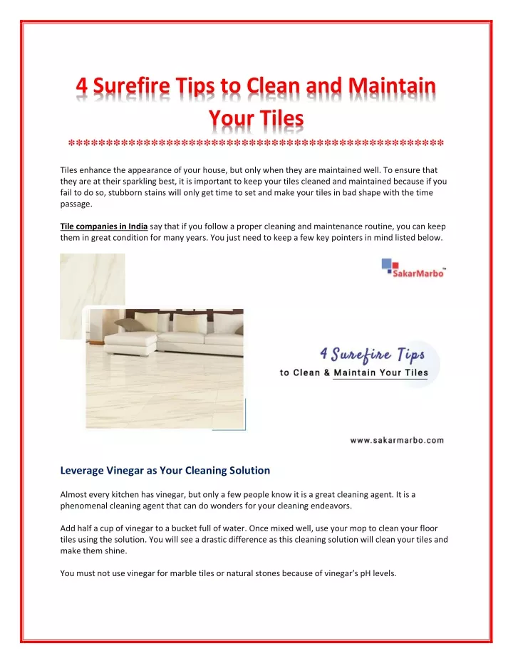 4 surefire tips to clean and maintain your tiles