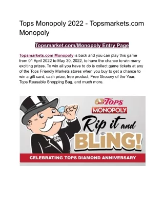 Tops Monopoly 2022