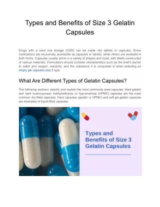 Types and Benefits of Size 3 Gelatin Capsules