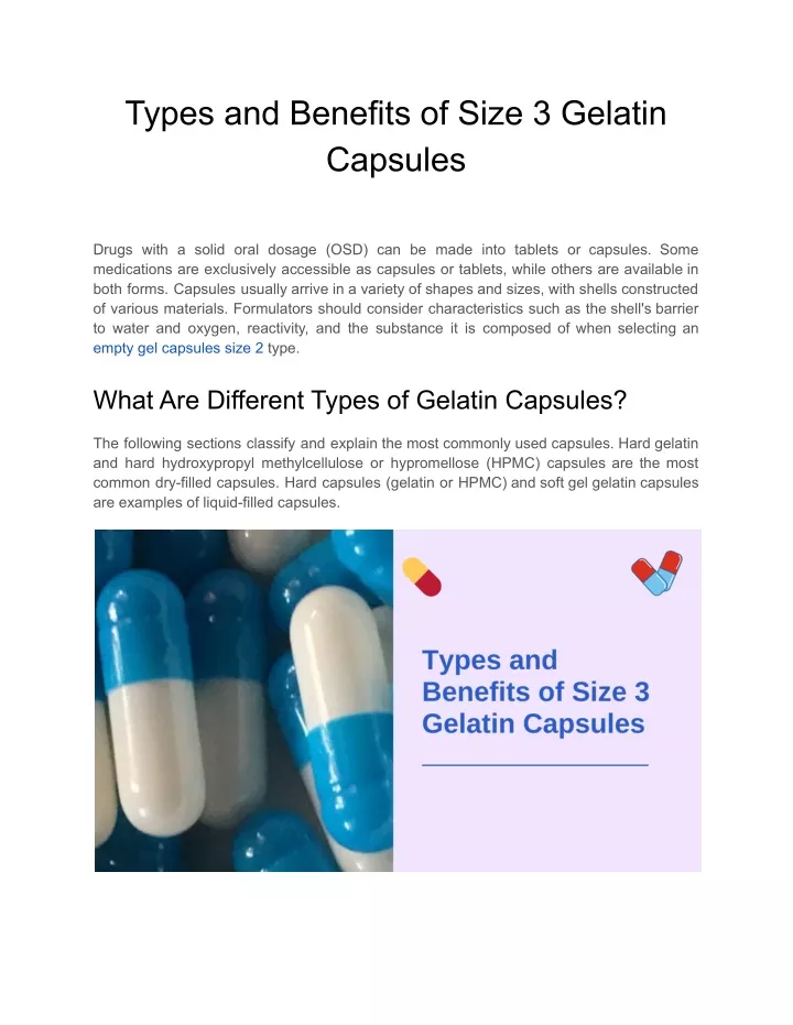 types and benefits of size 3 gelatin capsules