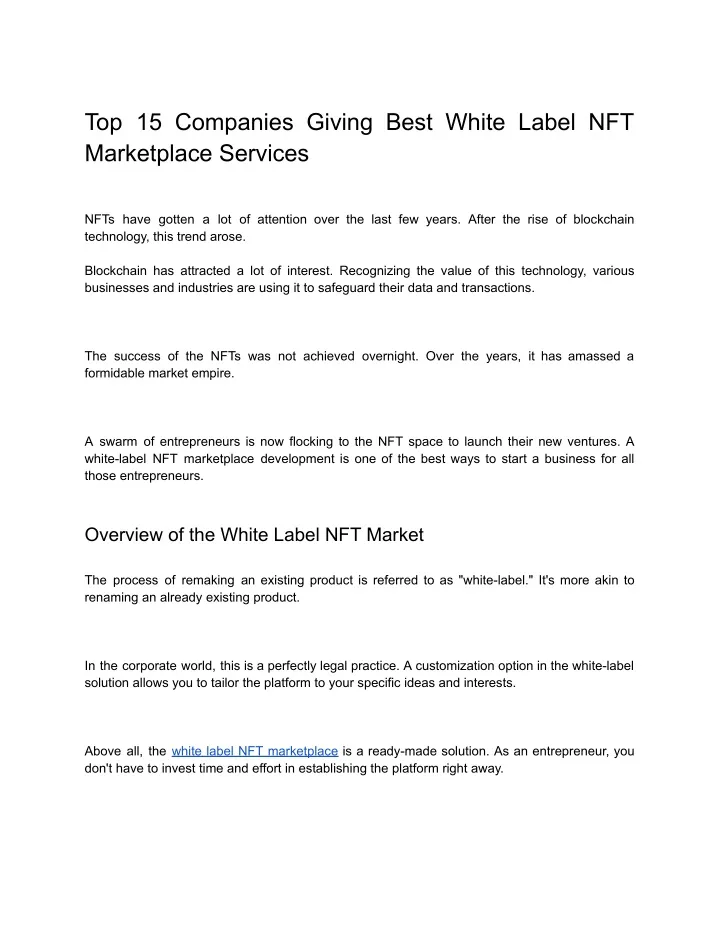top 15 companies giving best white label