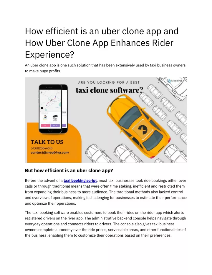 how efficient is an uber clone app and how uber