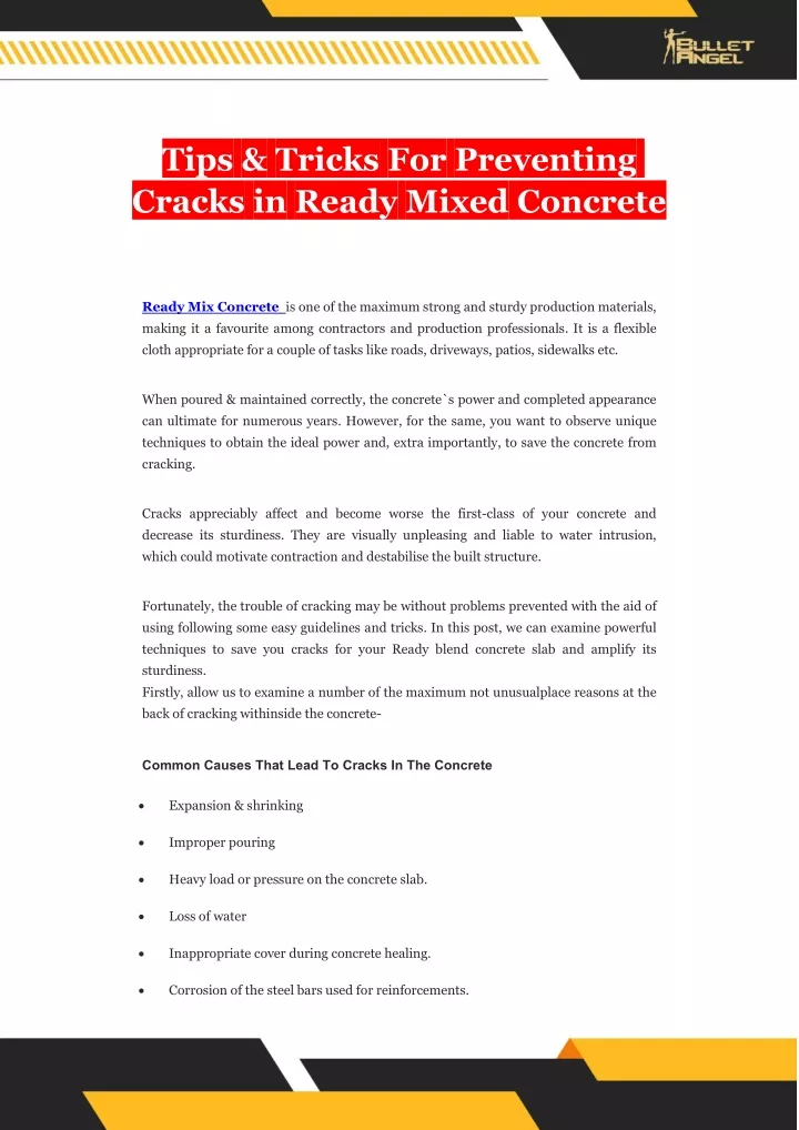 tips tricks for preventing cracks in ready mixed