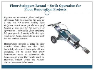 Floor Strippers Rental – Swift Operation for Floor Renovation Projects
