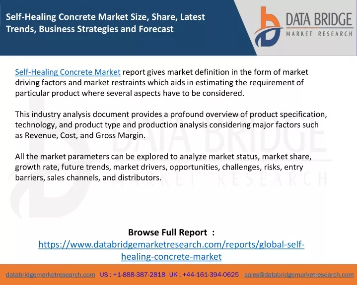 self healing concrete market size share latest
