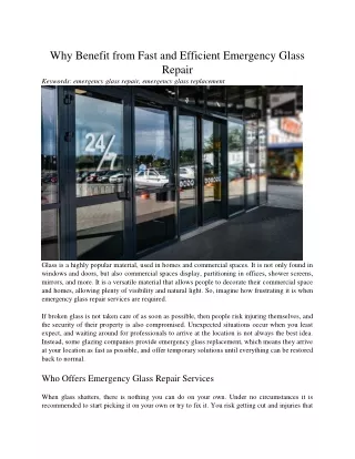 why benefit from fast and efficient emergency